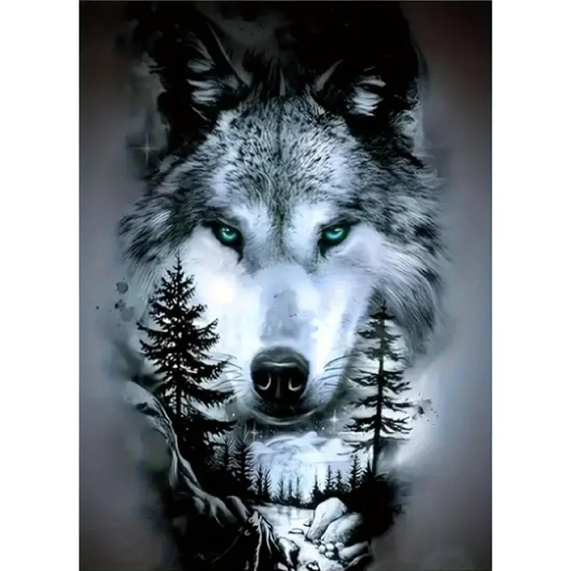 MOMDEDP Wolf Diamond Art Kits for Adults,DIY Animal Diamond Painting Kits for Adults Beginners,5D Full Drill Diamond Dots with Diamond Gem Art and Crafts for Home Wall Decor 12x16inch - Image 1