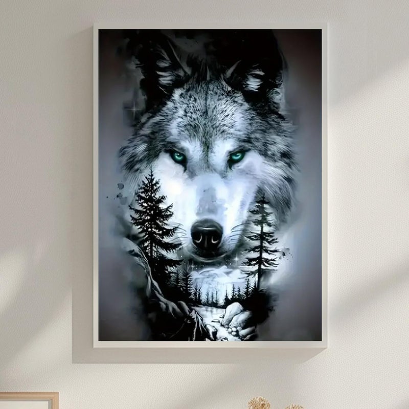 MOMDEDP Wolf Diamond Art Kits for Adults,DIY Animal Diamond Painting Kits for Adults Beginners,5D Full Drill Diamond Dots with Diamond Gem Art and Crafts for Home Wall Decor 12x16inch - Image 3