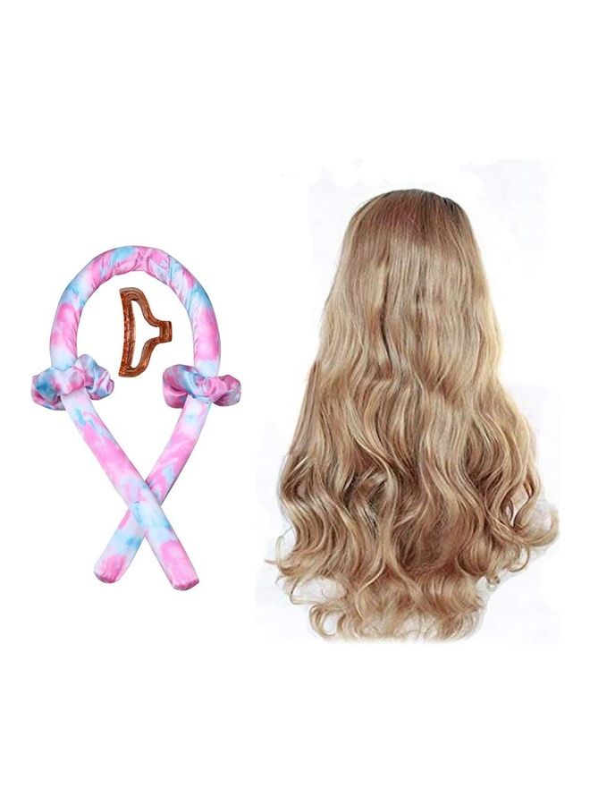 NIBEMINENT Sponge Heatless Curling Rod Headband Blue/Pink - Image 1