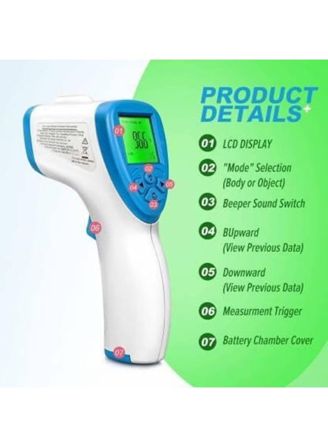 ميزان حرارة بالأشعة تحت الحمراء بدون تلامس، شاشة LCD، قياس حرارة الجبهة والأسطح، تنبيه عند ارتفاع الحرارة، حفظ القراءات، يدعم السيلسيوس والفهرنهايت - Image 5