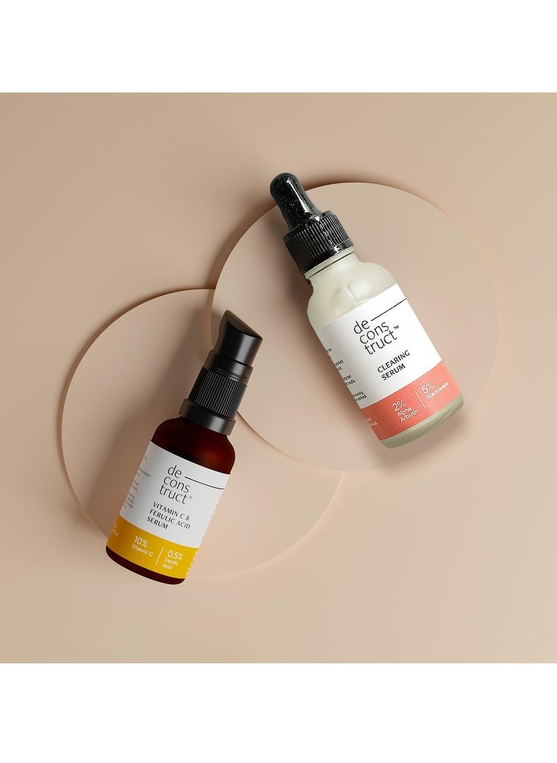 Deconstruct Deconstruct Skin Brightening Duo | 10% Vitamin C & 0.5% Ferulic Acid and 2% Alpha Arbutin & 5% Niacinamide | For All Skin Types | 30 ml each | Pack of 2  - Image 4
