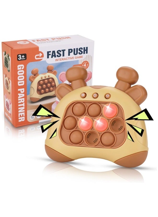 Generic - Fast Push Game, Bunny Ear Handheld Speed Push Bubble Game Console, Light up Pop Game Sensory Fidget Toys for Kids, Autism Sensory Toys for Boys Girls Adults, Brown Deer - Image 1