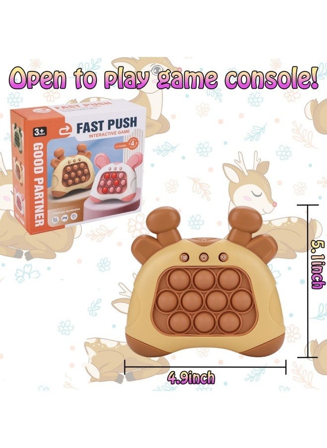Generic - Fast Push Game, Bunny Ear Handheld Speed Push Bubble Game Console, Light up Pop Game Sensory Fidget Toys for Kids, Autism Sensory Toys for Boys Girls Adults, Brown Deer - Image 1