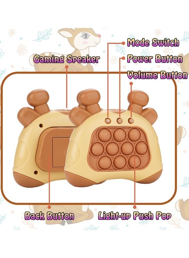 Generic - Fast Push Game, Bunny Ear Handheld Speed Push Bubble Game Console, Light up Pop Game Sensory Fidget Toys for Kids, Autism Sensory Toys for Boys Girls Adults, Brown Deer - Image 1
