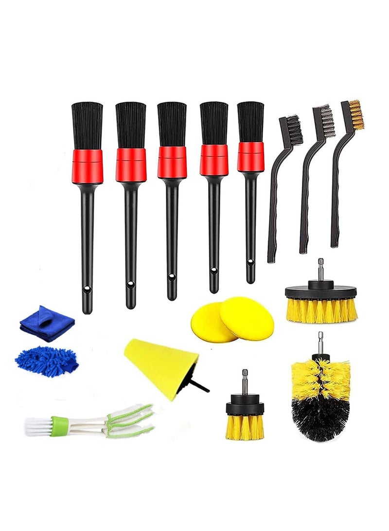 Brush Set Car Cleaning Brushes Power Scrubber Drill Brush for Car Leather Air Vents Rim Cleaning Dirt Dust Clean Tools 17PCS - Image 2