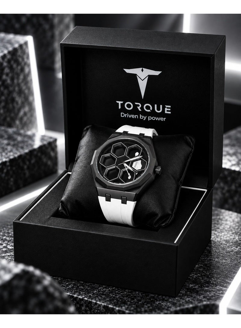 VOGUE VENUE TORQUE SERIES LUXUARY CAR SPINNER WHEEL WATCHES WITH WHITE STRAP BY VOGUE VENUE - Image 1