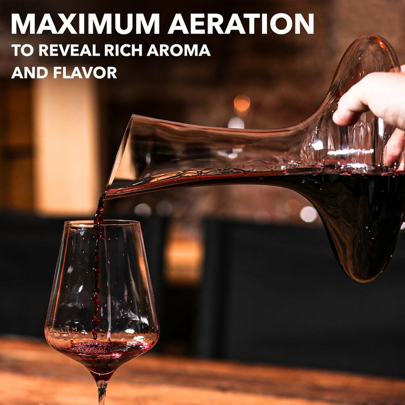 Le Chateau Le Chateau Large Elegant Wine Decanter with Aerator - Hand Blown Lead-Free Crystal Glass Wine Carafe, 750ml Red Wine Decanter, Wine Aerator Accessory for Wine Lovers  - Image 4