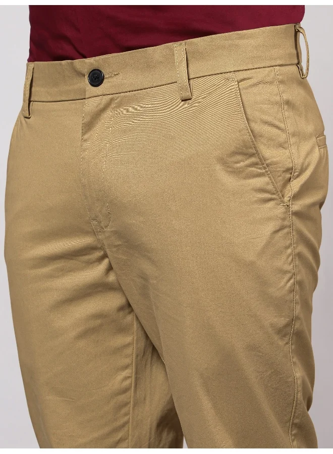 Beyoung BEYOUNG Men's Regular Soild Casual Sand Brown Chinos for Men