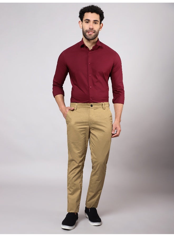 Beyoung BEYOUNG Men's Regular Soild Casual Sand Brown Chinos for Men  - Image 3