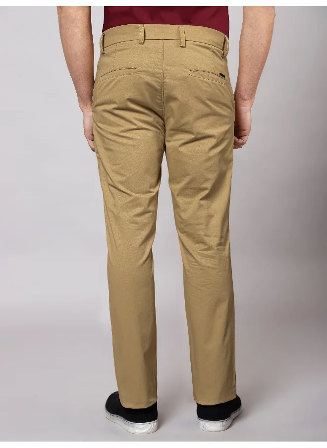 بيونغ BEYOUNG Men's Regular Soild Casual Sand Brown Chinos for Men