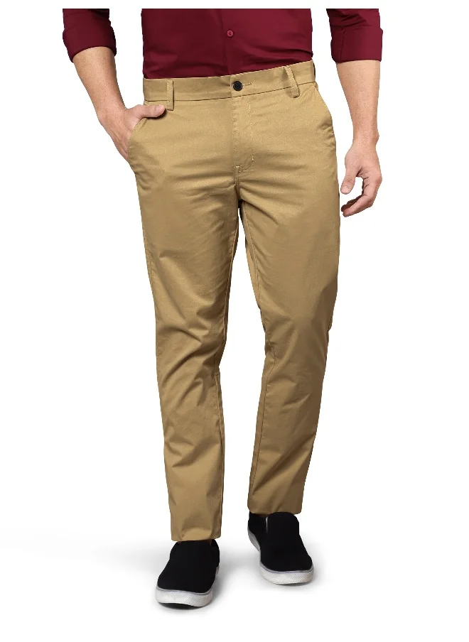 بيونغ BEYOUNG Men's Regular Soild Casual Sand Brown Chinos for Men