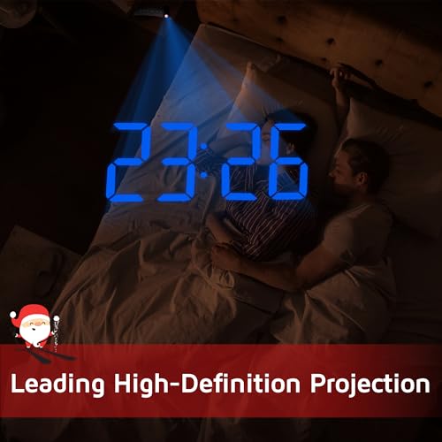 GOLOZA Projection Alarm Clock, Digital Clock with 180° Rotatable Projector, 3-Level Brightness Dimmer, Clear LED Display, USB Charger, Progressive Volume, 9mins Snooze,12/24H, for Bedroom - Image 2