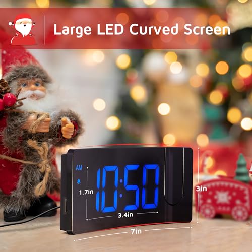 GOLOZA Projection Alarm Clock, Digital Clock with 180° Rotatable Projector, 3-Level Brightness Dimmer, Clear LED Display, USB Charger, Progressive Volume, 9mins Snooze,12/24H, for Bedroom - Image 5