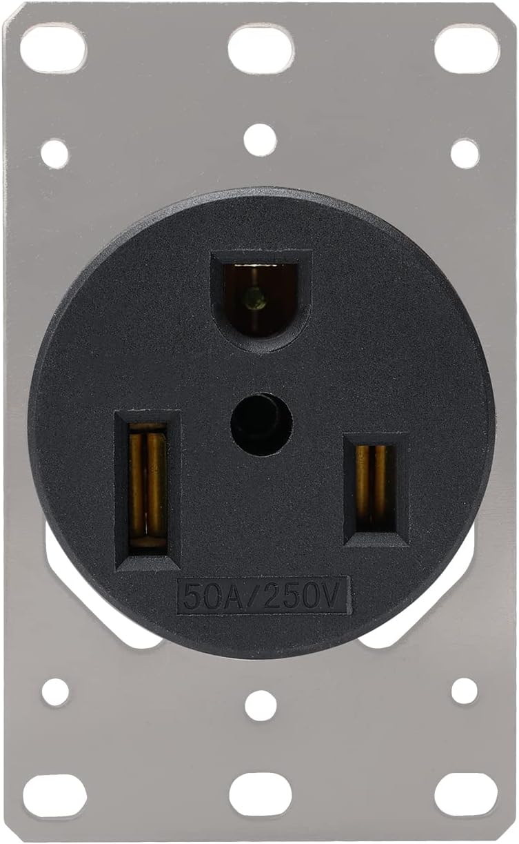STARELO Flush Mounting Receptacle NEMA 6-50R, 50A 250V 2 Pole 3 Wire Grounding Straight Blade, Heavy Duty Industrial Grade Power Receptacle (6-50R) - Image 1