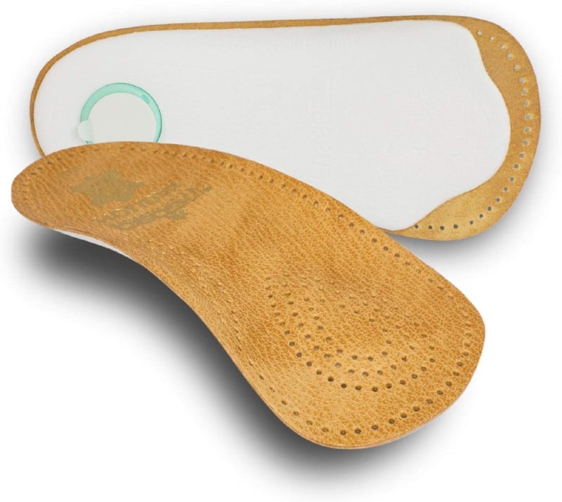 Pedag Holiday | 3/4 Length Sheepskin Orthotic Inserts | Handmade in Germany | Arch Support | Metatarsal Pad | Heel Cushion | Fits Low Profile Tight Shoes | Tan | 1 Pair | US Women 5 / EU 35