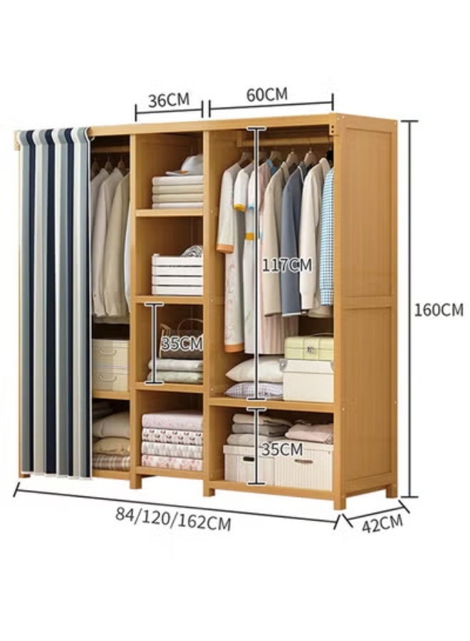 keke Bedroom Coat Rack Home Wardrobe Light Luxury Two Side Cloth Hanging Light Brown With Multiple Shelves 162*42*160cm - Image 3