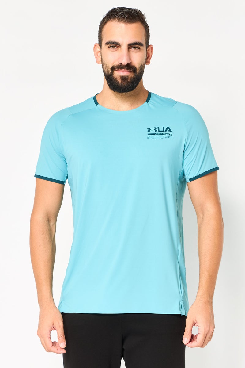 UNDER ARMOUR Men Fitted Short Sleeve Training T-Shirt, Seafoam - Image 1
