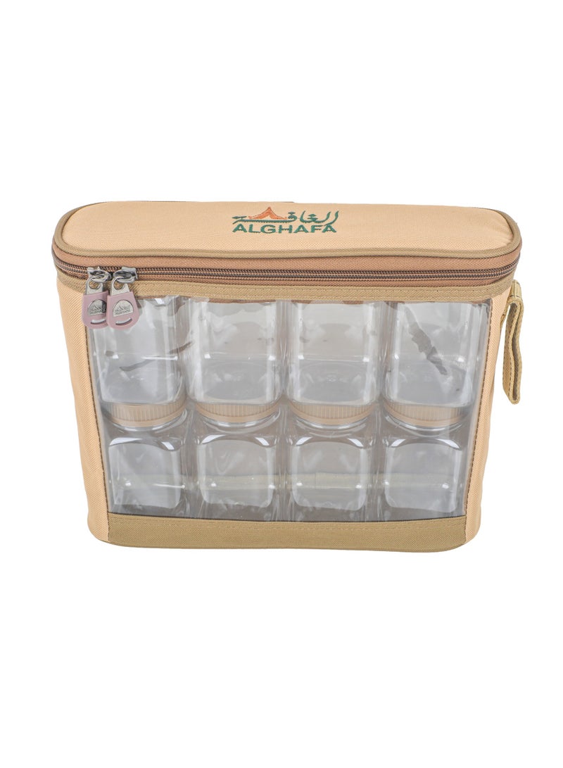 الغافة شنطة  علب بهارات ,عدد 8 قطع  , سعة 350 ملي ,لون كاكي , من  الغافة - Image 3