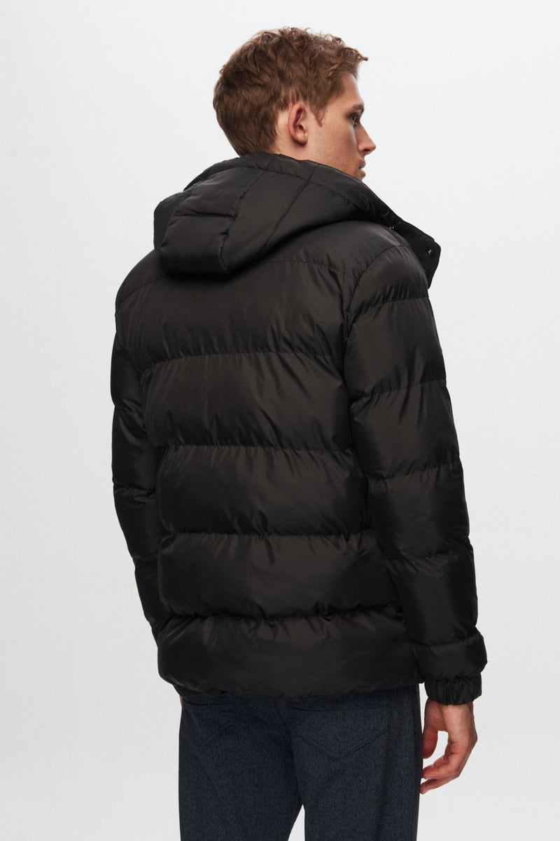 D'S DAMAT Regular Fit Black Windproof Dense Fiber Filled Warm Removable Hooded Winter Coat 1HF07ORT09020  - Image 3