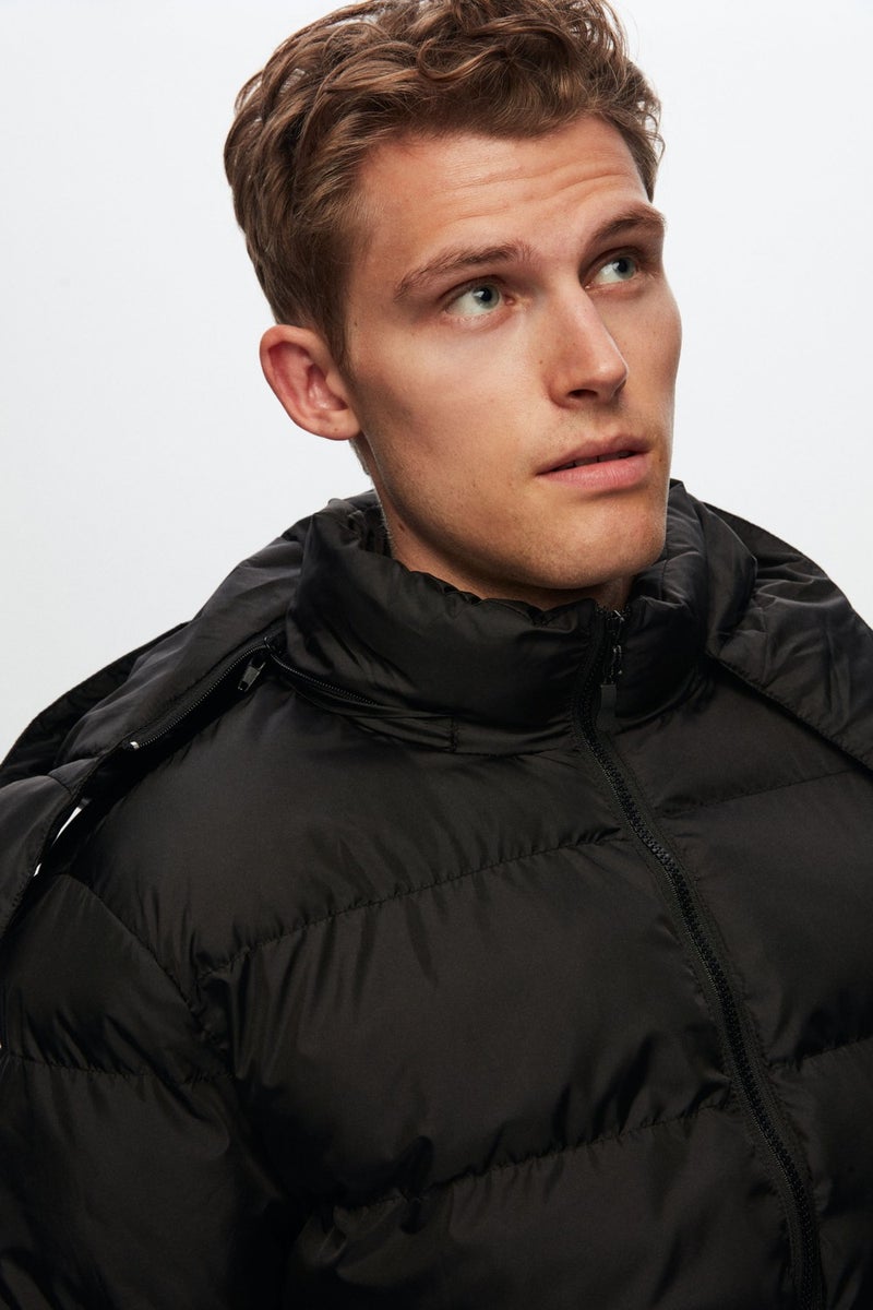 D'S DAMAT Regular Fit Black Windproof Dense Fiber Filled Warm Removable Hooded Winter Coat 1HF07ORT09020  - Image 5