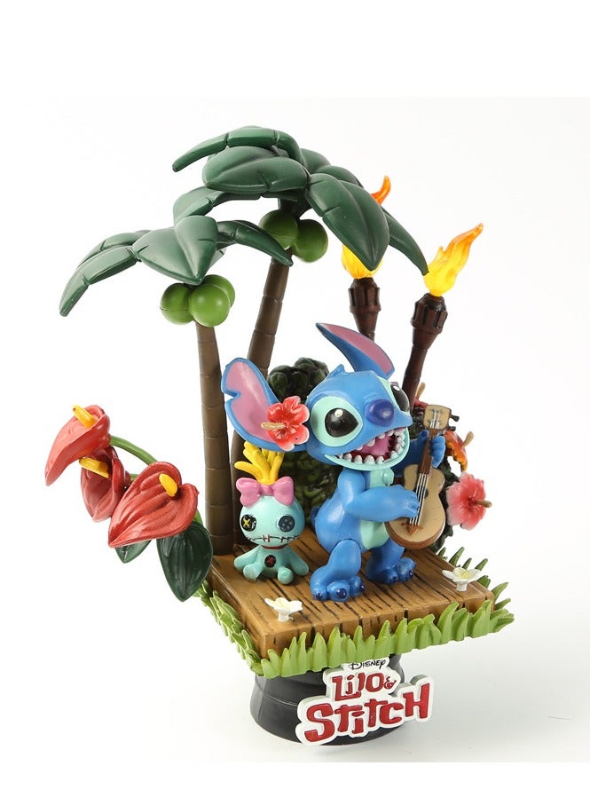 Stitch Holding Guitar - Boxed Anime Cartoon Figure Model Toy, Desktop or Car Display Collectible, 15cm Tall, PVC and Resin  - Image 1