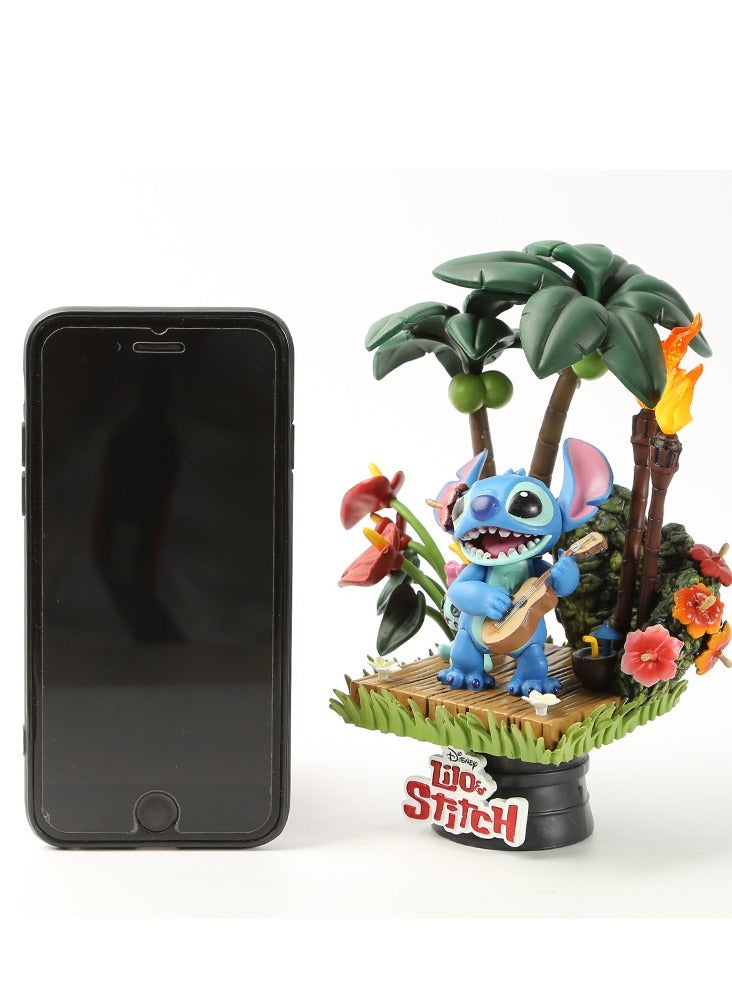 Stitch Holding Guitar - Boxed Anime Cartoon Figure Model Toy, Desktop or Car Display Collectible, 15cm Tall, PVC and Resin  - Image 5