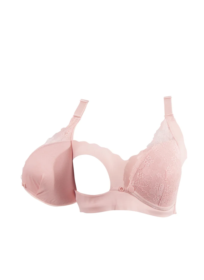 أوكوس Okus - Pretty Lace Maternity & Nursing Bra - Pink - XX Large
