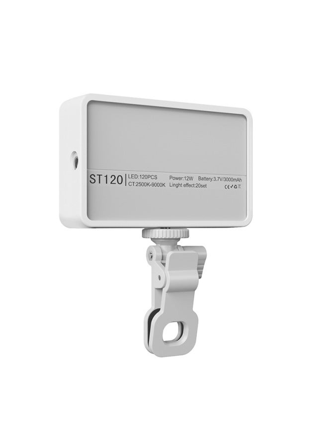 Mobile Phone Fill Light Table Live With Ring Light Photography Special Compact Video Shooting Light-Specifications:St-120 White Fill Light + Mobile Phone Tablet Clip  - Image 1