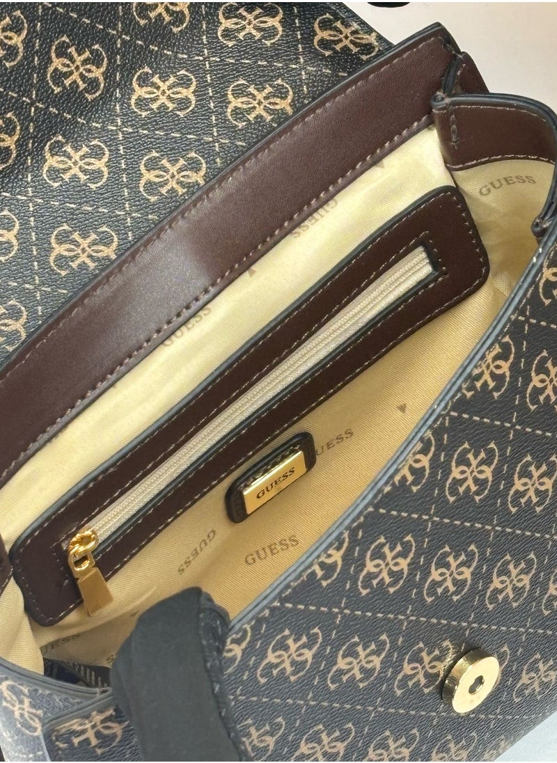 GUESS - Guess Women's Signature Monogram Flap Satchel with Strap - Image 1