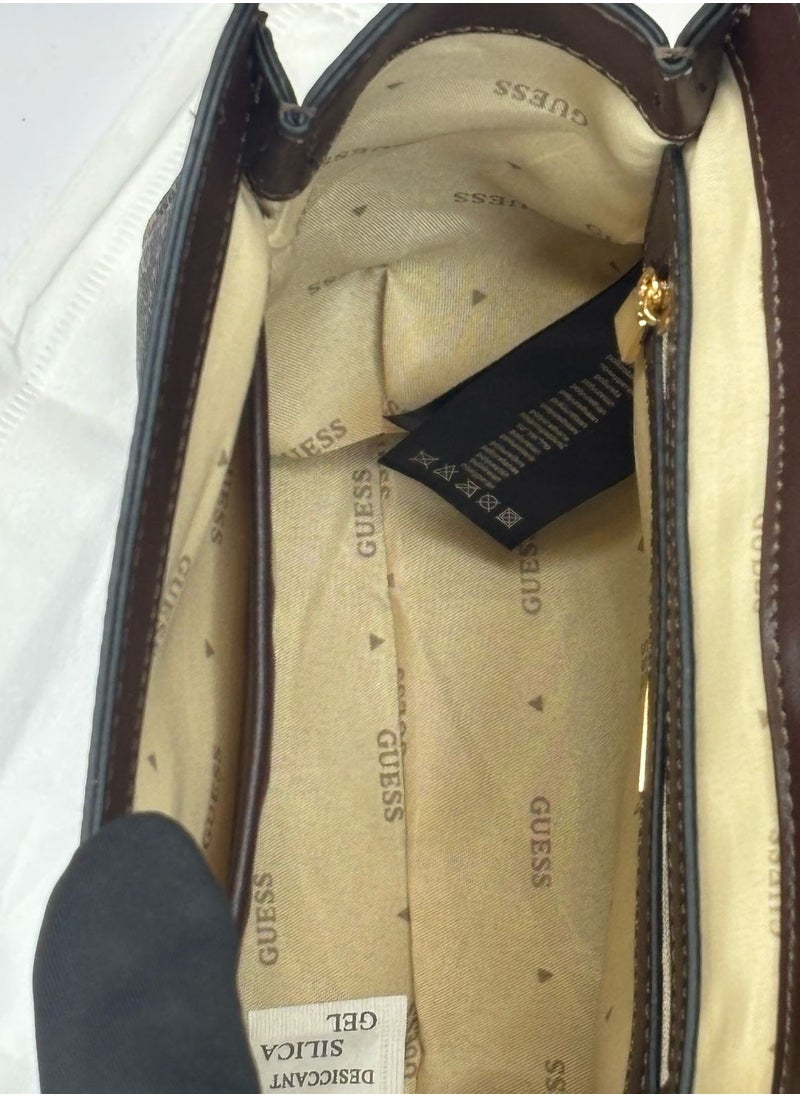 GUESS - Guess Women's Signature Monogram Flap Satchel with Strap - Image 1