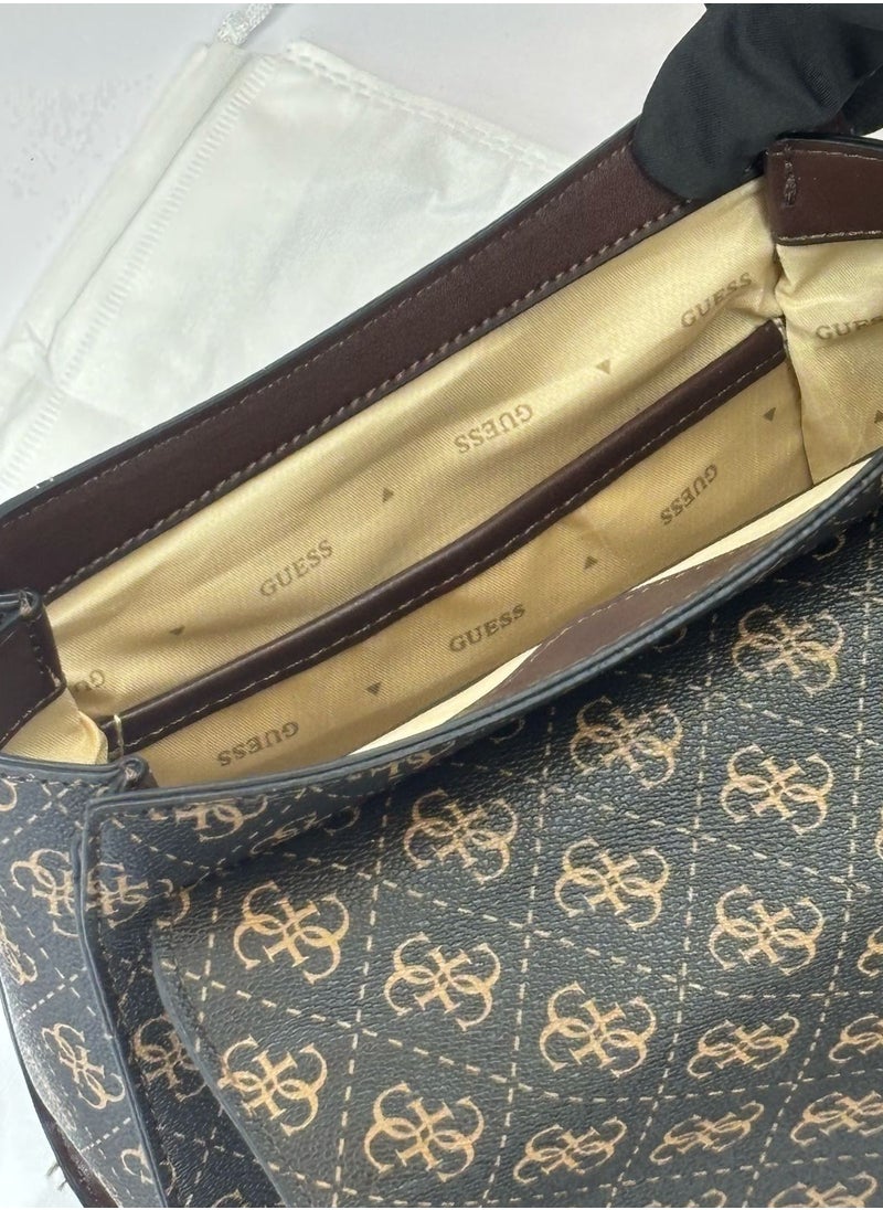 GUESS - Guess Women's Signature Monogram Flap Satchel with Strap - Image 1