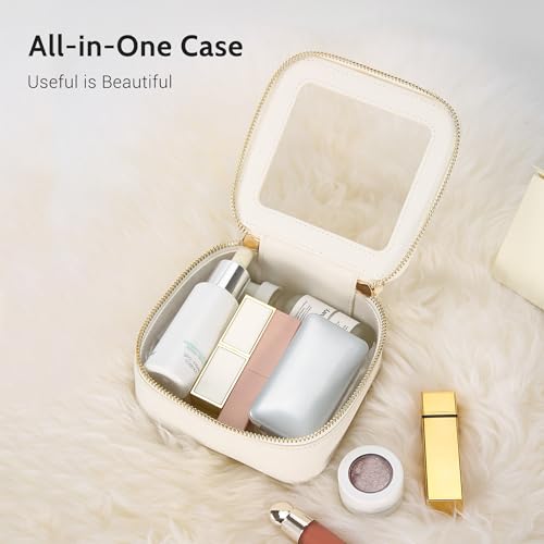 Aveniee Clear Makeup Bag Small, Mini Travel Toiletry Bag Cosmetic Bags Organizer, TSA Approved Clear Makeup Case Pouch with Zipper, Car Essentials for Women Men,White - Image 2