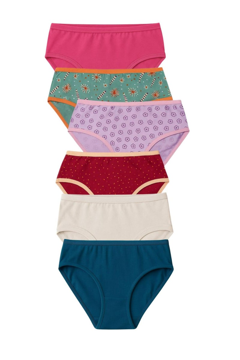 DICE Pack of 6 Classic Cotton Midi Brief Panties Underwear for Women - Image 1