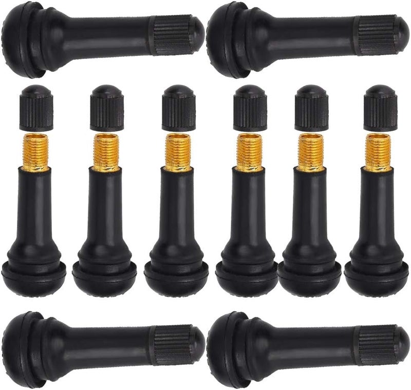 Tbest Car Valve TR414 Tyre Valves, 10 Pieces TR414 Wheel Snap-in Tyre Valves Rubber Car Motor Tyre Valve Stem Replacement Part with Dust Cap without Valve Insert for Standard 11.5 mm 0.5 Inch Rim Hole - Image 1