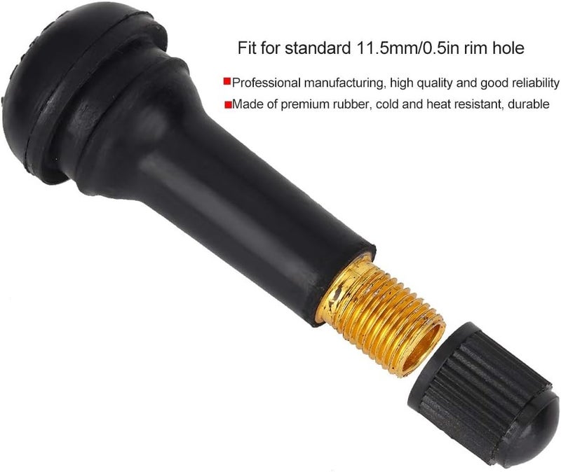 Tbest Car Valve TR414 Tyre Valves, 10 Pieces TR414 Wheel Snap-in Tyre Valves Rubber Car Motor Tyre Valve Stem Replacement Part with Dust Cap without Valve Insert for Standard 11.5 mm 0.5 Inch Rim Hole - Image 3