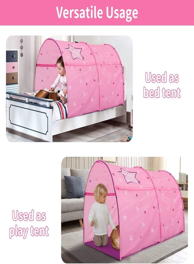Alvantor® Starlight Bed Canopy Dream Play Tents Playhouse Privacy Space Twin Sleeping Indoor Stars Boys Girls Pop Up Portable Frame Curtains Pink, Patent Pending - Image 2