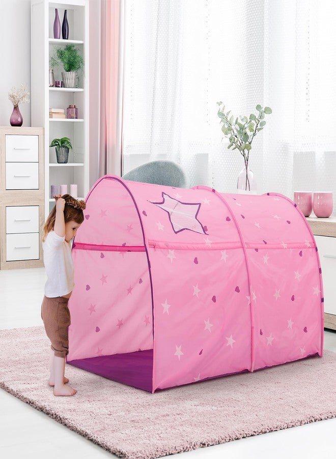 Alvantor® Starlight Bed Canopy Dream Play Tents Playhouse Privacy Space Twin Sleeping Indoor Stars Boys Girls Pop Up Portable Frame Curtains Pink, Patent Pending - Image 5
