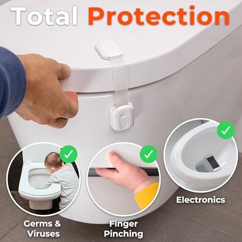 HomeBrella 2-Pack Toilet Locks Baby Proof - Toilet Seat Locks for Toddlers with Adhesive - Toilet Latches Child Safety - No Tools Required - Image 2