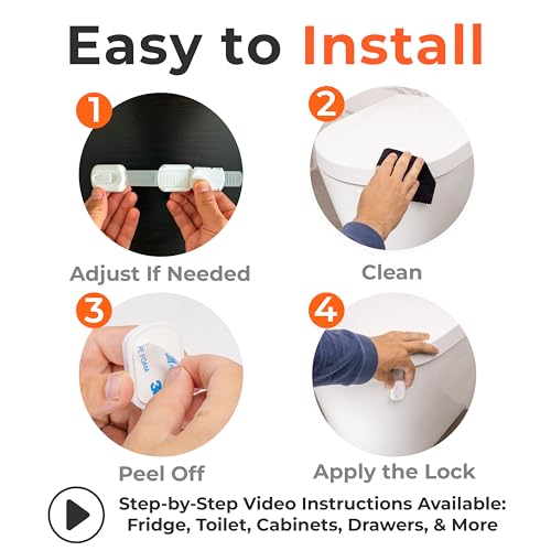 HomeBrella 2-Pack Toilet Locks Baby Proof - Toilet Seat Locks for Toddlers with Adhesive - Toilet Latches Child Safety - No Tools Required - Image 4