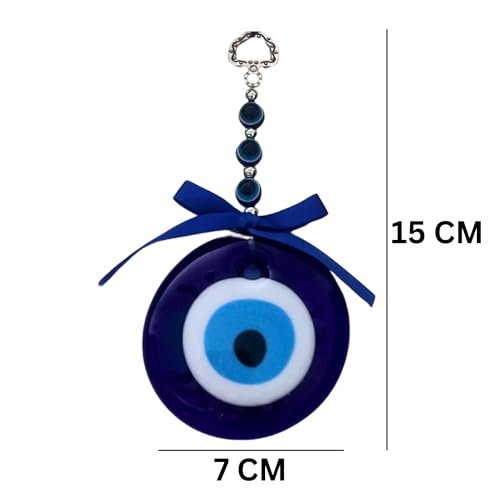 GJ Big Eyes Evil Eye Hanging Nazar Battu for Home & Car | for Good Luck & Prosperity, Glass, Blue (smalleyesee) - Image 2