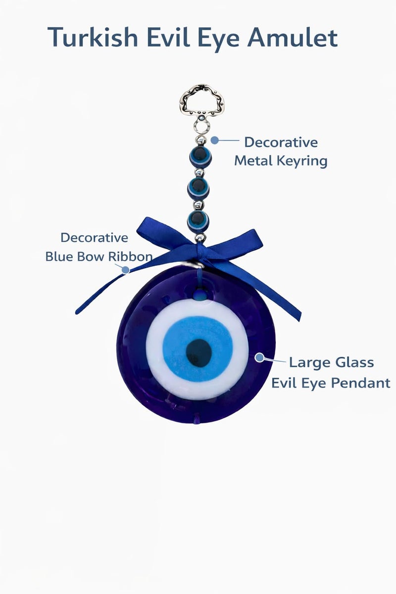GJ Big Eyes Evil Eye Hanging Nazar Battu for Home & Car | for Good Luck & Prosperity, Glass, Blue (smalleyesee) - Image 3