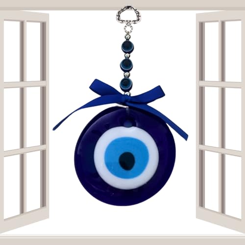 GJ Big Eyes Evil Eye Hanging Nazar Battu for Home & Car | for Good Luck & Prosperity, Glass, Blue (smalleyesee) - Image 4