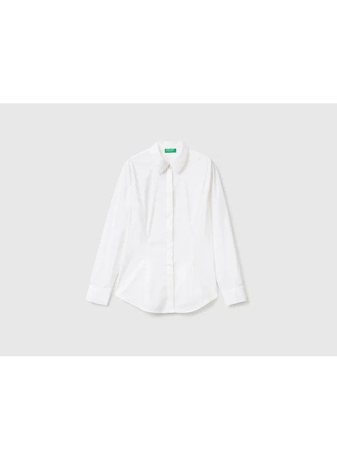UNITED COLORS OF BENETTON Shirt In Stretch Cotton Blend - White