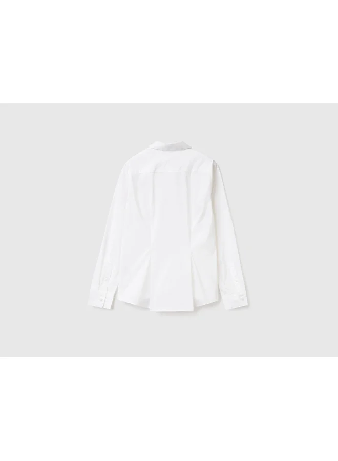 UNITED COLORS OF BENETTON Shirt In Stretch Cotton Blend - White