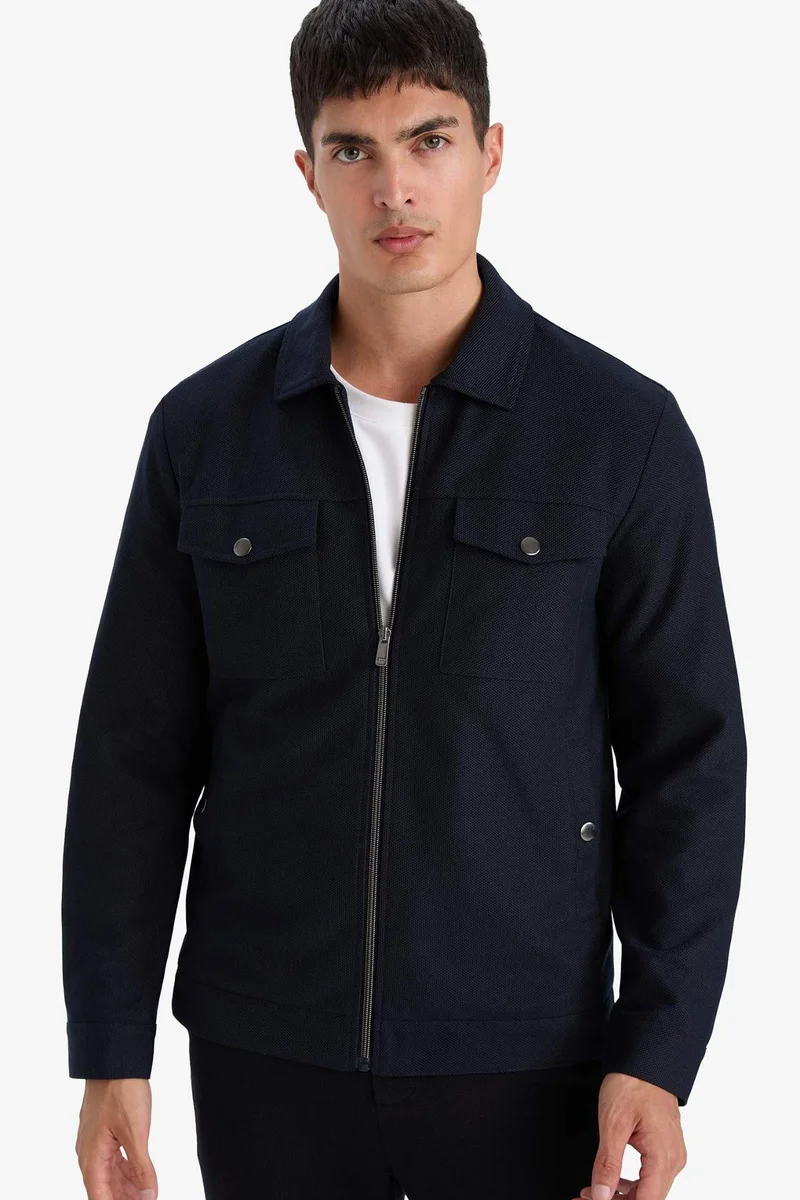 ديفاكتو Slim Fit Zip-Up Lined Jacket