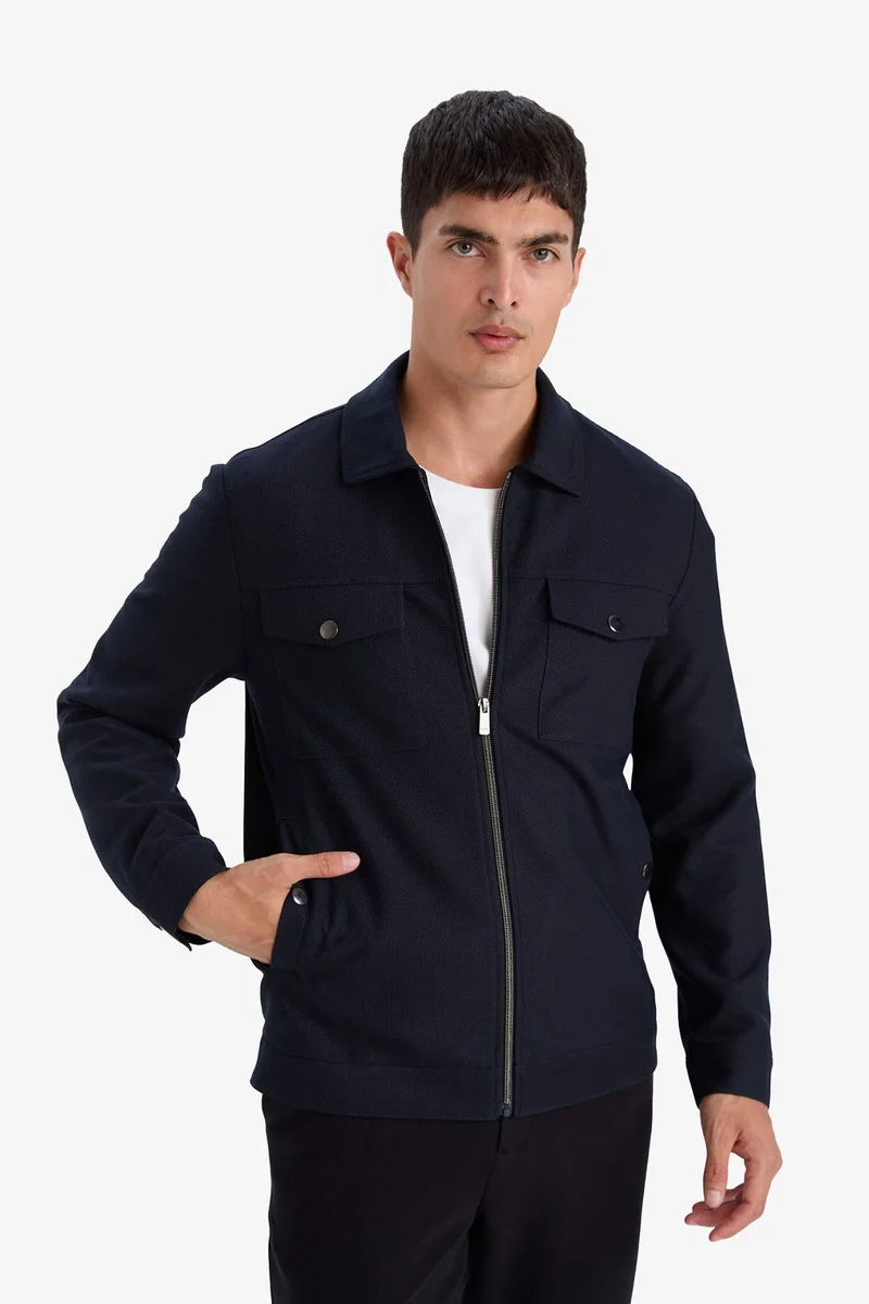 Defacto  Slim Fit Zip-Up Lined Jacket for Men | Best Price UAE