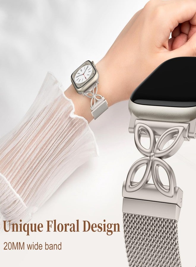 Getino Mesh Loop Compatible with Apple Watch Bands for Women 40mm 41mm 42mm 44mm 45mm 46mm 49mm 38mm Series 11 10 9 8 7 6 5 4 3 2 SE Ultra, Metal Stainless Steel Magnetic Strap iWatch Bands, Starlight - Image 3
