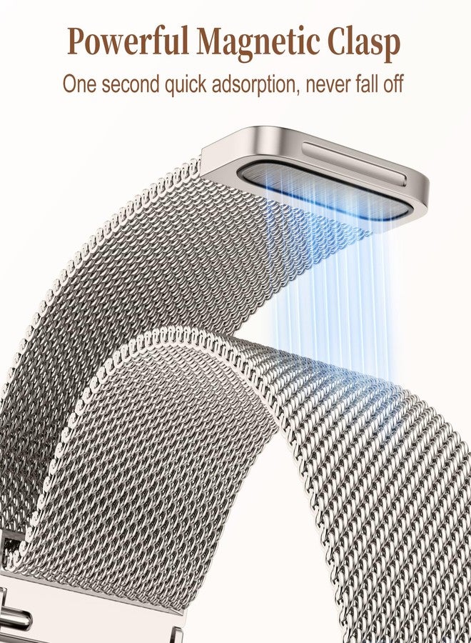 Getino Mesh Loop Compatible with Apple Watch Bands for Women 40mm 41mm 42mm 44mm 45mm 46mm 49mm 38mm Series 11 10 9 8 7 6 5 4 3 2 SE Ultra, Metal Stainless Steel Magnetic Strap iWatch Bands, Starlight - Image 5