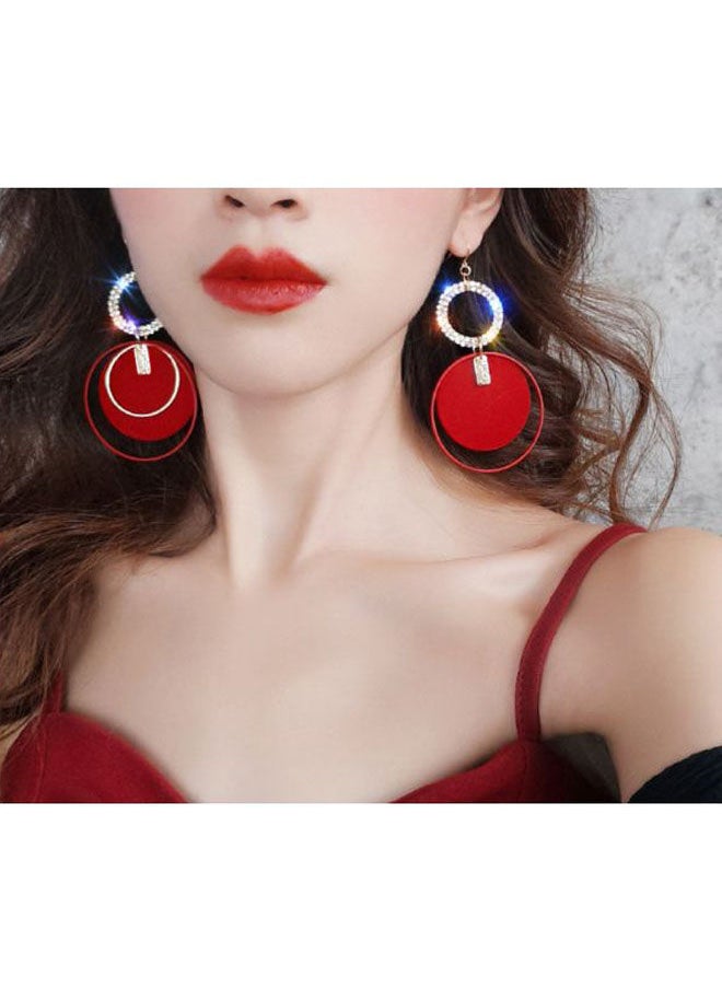 NIBEMINENT Inlaid Rhinestone Studded Circle Earrings  - Image 5