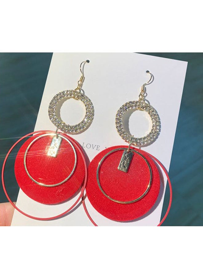 NIBEMINENT Inlaid Rhinestone Studded Circle Earrings  - Image 3